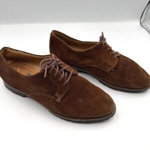 Vtg Ralph Lauren Country Suede Oxford Shoes Brown Lug Sole Women's Sz 7 Lace Up